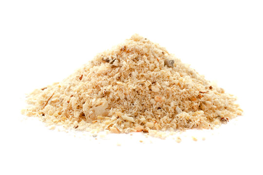 Wood sawdust isolated on white background, top view. Heap of sawdust isolated on white background. Wood sawdust on a white background, top view. Pile of wood shavings isolated on white background.