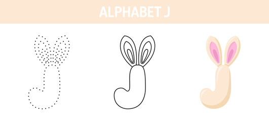 Alphabet J tracing and coloring worksheet for kids