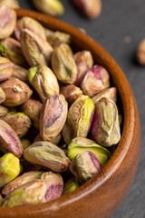 Crispy delicious pistachios with salt without shell