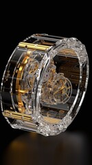 Fototapeta na wymiar Gleaming Elegance as a Gorgeous Vintage Crystal Wristwatch Captured in Incredible Detail Generated by AI