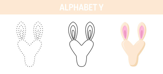 Alphabet Y tracing and coloring worksheet for kids