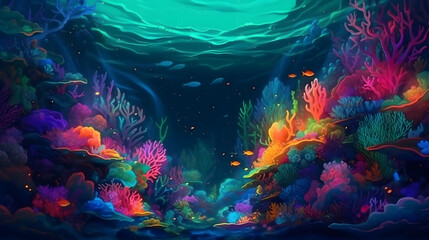 Obraz na płótnie Canvas Underwater landscape, illiustration. Generative AI