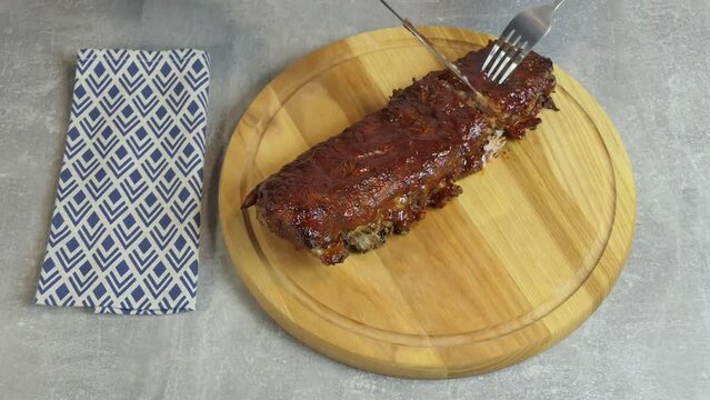 grilled and barbecue ribs pork