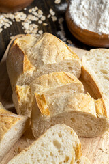 Sliced wheat loaf of fresh bread