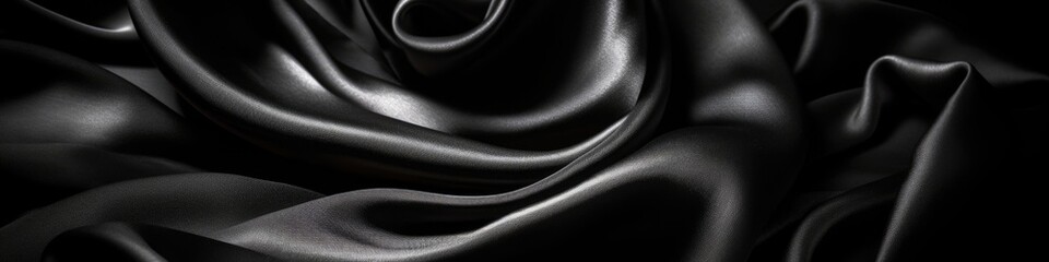 Fototapeta premium Black Silk Fabric Background. Generative AI