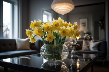 Daffodils With Yellow, Trumpet. Generative AI