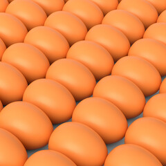 Many farm raw organic brown chicken eggs background from local market
