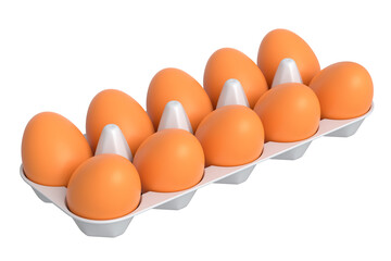 Farm raw organic brown eggs for morning breakfast in plastic tray