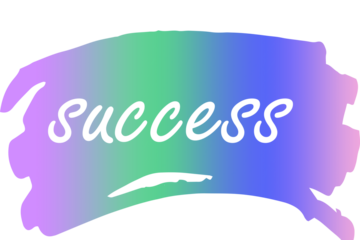 Digital image of success text on colorful paint