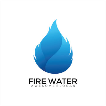 fire water logo design gradient colorful
