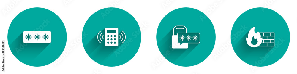 Poster set password protection, security keypad access panel, cyber security and firewall, wall icon with l