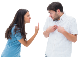 Angry brunette shouting at boyfriend