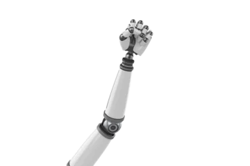 Gordijnen Shiny robot hand showing fist © vectorfusionart