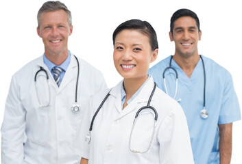 Fototapeta premium Portrait of female doctor with male staff