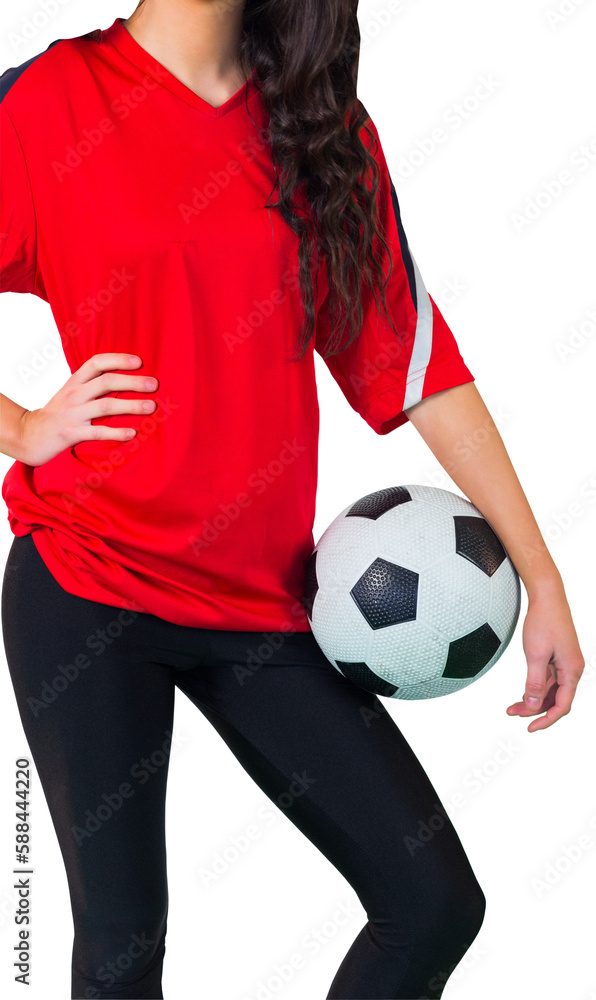 Wall mural Pretty football fan in red