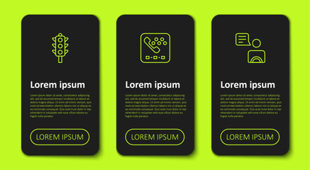 Set line Traffic light, Taxi call telephone service and driver. Business infographic template. Vector