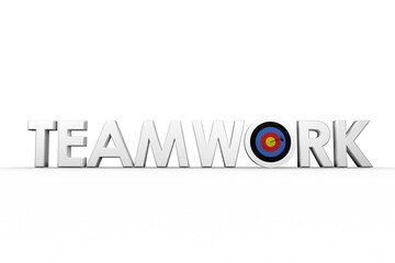 Digitally generated image of the word teamwork