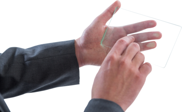 Cropped image of businessman using futuristic digital tablet