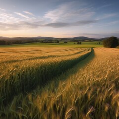 Fototapeta na wymiar Scenic Countryside With Barley Farms. Generative AI