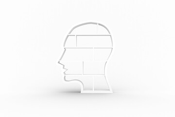 Empty human face bookshelves