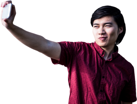 Hipster man taking a selfie 