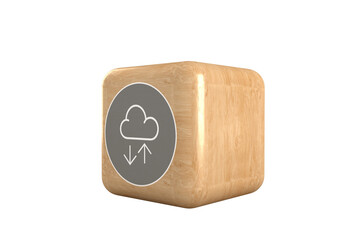 Vector image of cloud computing icon on cube