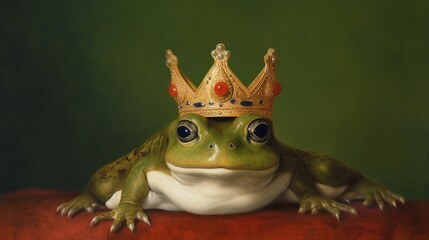 frog with a golden crown AI Generated