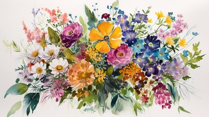 watercolor painting with flowers AI Generated