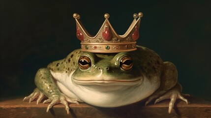 frog with a golden crown AI Generated