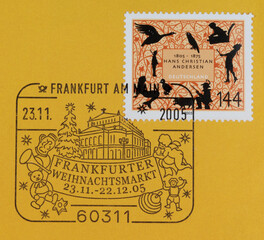 briefmarke stamp vintage retro alt old yellow gelb weihnachten christmas xmas slogan werbung...