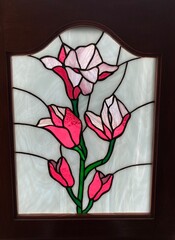 Stained glass colourful flower in bloom