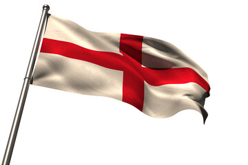 Pole with England flag against white background