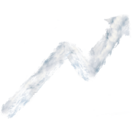 Digital composite image of smoke arrow moving up 