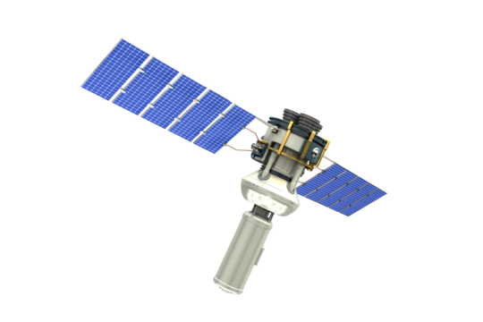 Vector image of 3d modern solar satellite - Powered by Adobe