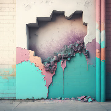Generative AI Dripping Colorful Concrete Wall