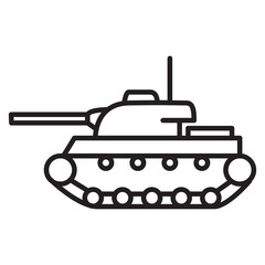 Fototapeta premium Military vehicle with gun. Armored vehicle.Weapons for modern warfare. Tank outline simple icon.Outline vector illustration.Isolated on white background.