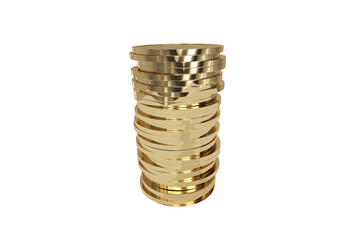 Gold coins on white background