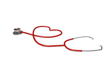 Graphic image of red stethoscope forming heart shape