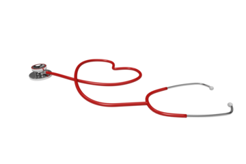 Graphic image of red stethoscope forming heart shape