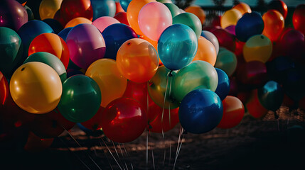 Fototapeta na wymiar A Big Bunch of Balloons-Colourful-Generative AI