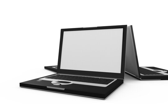 Digitally generated image of laptops