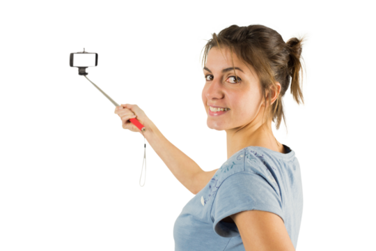 Casual brunette taking a selfie