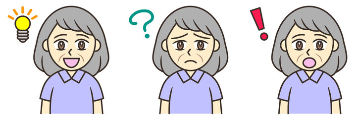 Obraz premium Thinking faces of senior woman