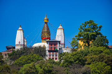 UNESCO World Heritage Site Swayambhunath Monkey Temple of Buddhists and Hindus in Kathmandu Nepal