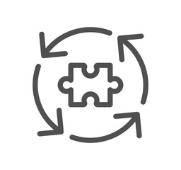 Puzzle related icon outline and linear symbol.	
