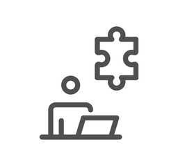 Puzzle related icon outline and linear symbol.	
