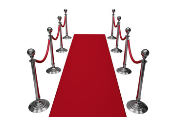 High angle view of red carpet and rope barrier