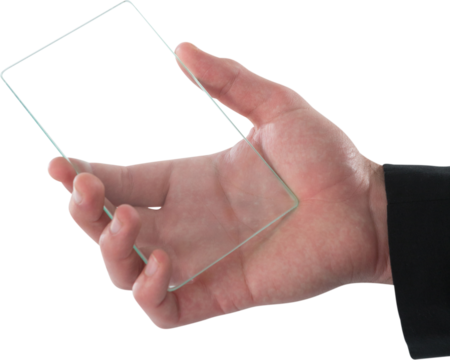 Cropped hand of businessman holding interface