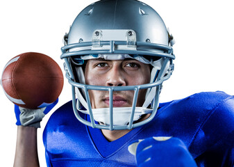 Close-up portrait of sportsman holding ball © vectorfusionart