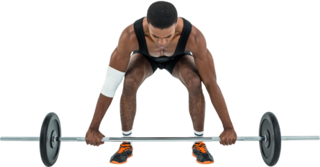 Bodybuilder lifting heavy barbell weights